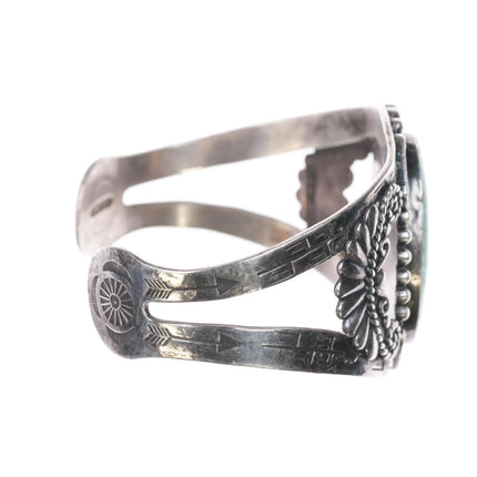 6.375" c1950 Maisels sterling High grade spiderweb turquoise #8? cuff bracelet - Estate Fresh Austin