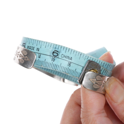 6.625" 1940's Navajo silver blue gem turquoise cuff bracelet - Estate Fresh Austin