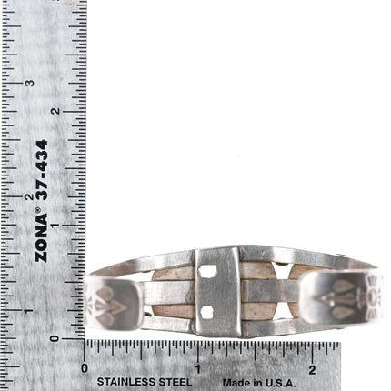 6.625" 1940's Navajo silver blue gem turquoise cuff bracelet - Estate Fresh Austin