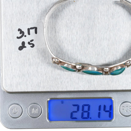 6.625" 1940's Navajo silver blue gem turquoise cuff bracelet - Estate Fresh Austin