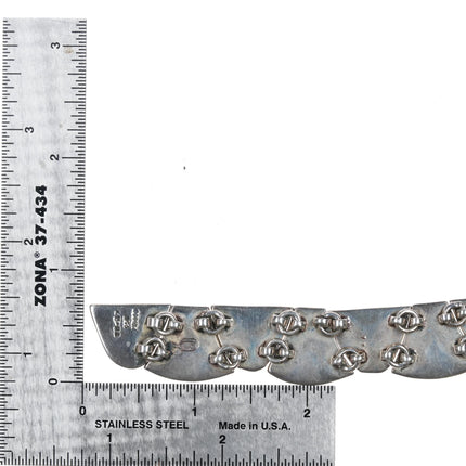 7.25" Vintage Mexican sterling and malachite link bracelet - Estate Fresh Austin