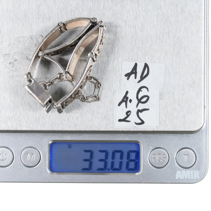 6.5" TJ Southwestern sterling silver link bracelet - Estate Fresh Austin