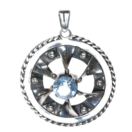 1950's Los Ballesteros Mexican Modernist sterling pendant synthetic alexandrite - Estate Fresh Austin