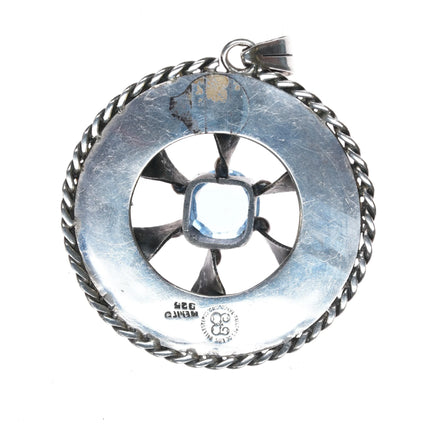1950's Los Ballesteros Mexican Modernist sterling pendant synthetic alexandrite - Estate Fresh Austin