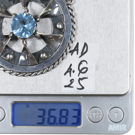 1950's Los Ballesteros Mexican Modernist sterling pendant synthetic alexandrite - Estate Fresh Austin