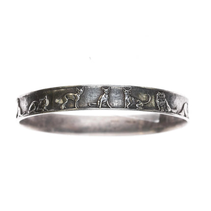 8" Retired James Avery Sterling Exotic Cats bangle bracelet (older) - Estate Fresh Austin