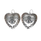Large Retro Southwestern sterling Hand stamped hearts earrings - Estate Fresh Austin