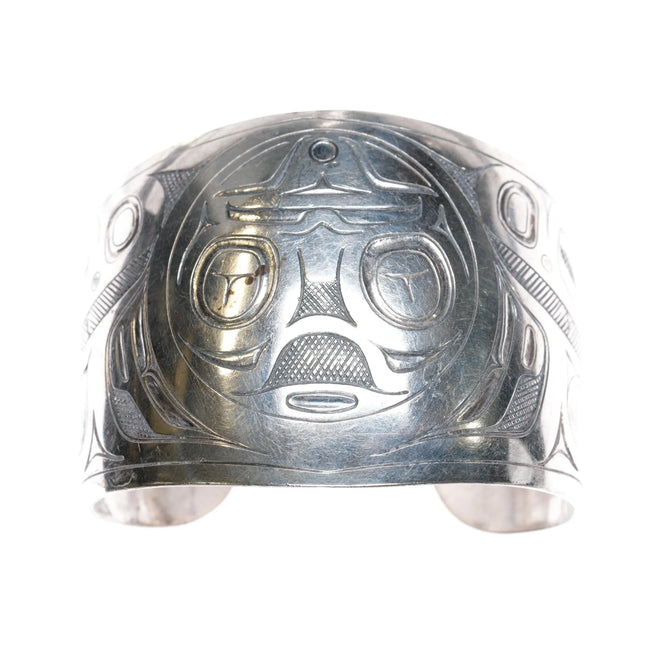 6.625" 1985 Greg Horner Alaskan Art Sterling carved Tlingit Style cuff bracelet - Estate Fresh Austin
