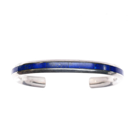 6" Troy Natachu Zuni sterling lapis inlay cuff bracelet - Estate Fresh Austin