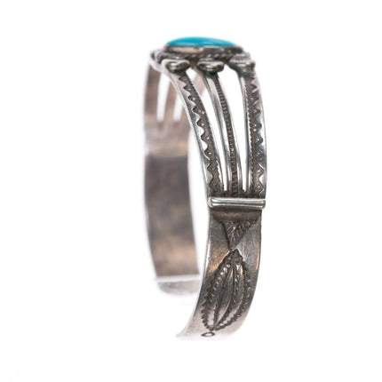 5.75" 30's-40's Navajo silver Sleeping Beauty turquoise cuff bracelet - Estate Fresh Austin