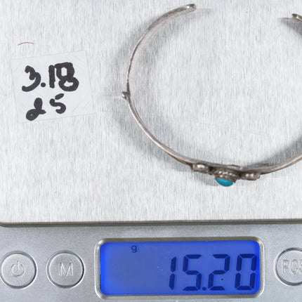 5.75" 30's-40's Navajo silver Sleeping Beauty turquoise cuff bracelet - Estate Fresh Austin