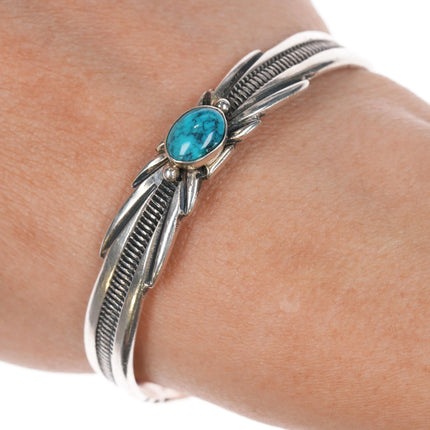 6.25" Wilson Begay Navajo silver and turquoise cuff bracelet - Estate Fresh Austin