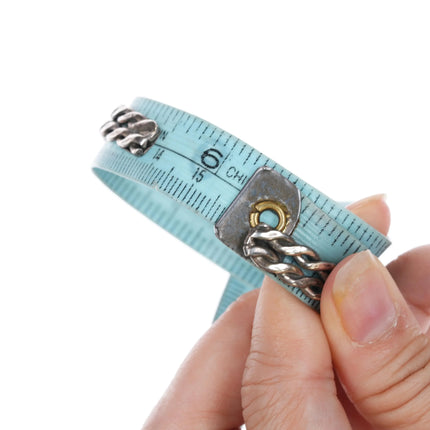 6.12" Vintage Pueblo silver twisted wire turquoise cuff bracelet - Estate Fresh Austin