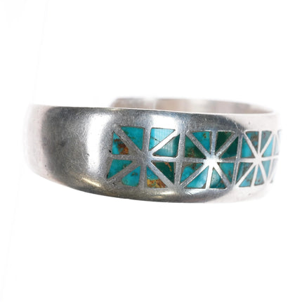 6.5" Vintage zuni silver triangle turquoise channel inlay cuff bracelet - Estate Fresh Austin