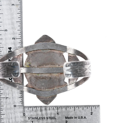 7" 30's-40's Navajo silver cuff bracelet with nice turquoise - Estate Fresh Austin