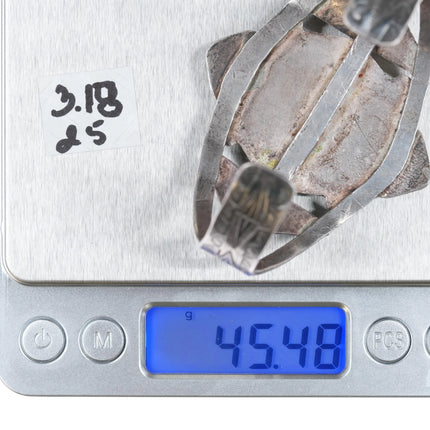 7" 30's-40's Navajo silver cuff bracelet with nice turquoise - Estate Fresh Austin