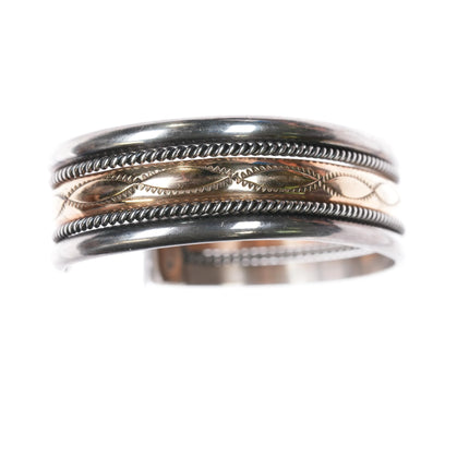 6.375" Tahe Sterling gold filled stamped twisted wire Navajo cuff bracelet - Estate Fresh Austin