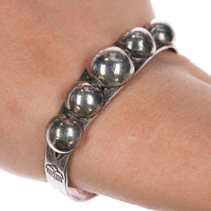 6.125" 1950's Bell Trading Post sterling silver spheres cuff bracelet - Estate Fresh Austin