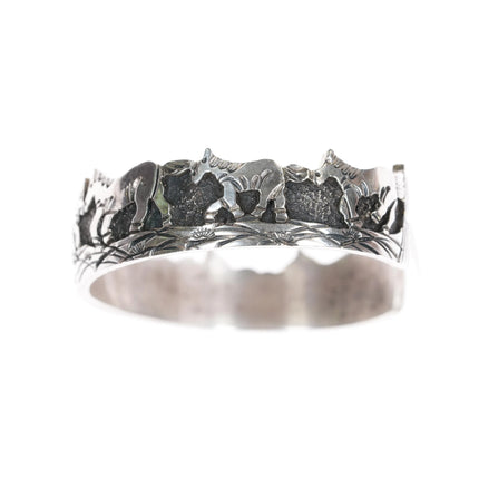 6.5" Elaine Becenti Navajo sterling wild ponies cuff bracelet - Estate Fresh Austin