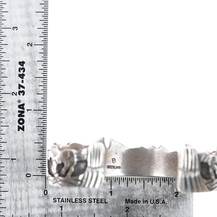 6.5" Elaine Becenti Navajo sterling wild ponies cuff bracelet - Estate Fresh Austin