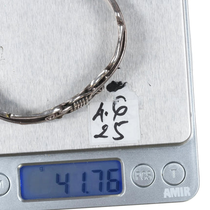 6.75" Navajo silver feather form cuff bracelet - Estate Fresh Austin