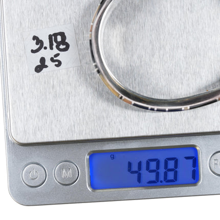 6.5" Jerry T Nelson Navajo Silver fossil/onyx cuff bracelet channel inlay - Estate Fresh Austin