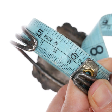6.125" 1940's Navajo silver petrified wood agate triple shank cuff bracelet - Estate Fresh Austin