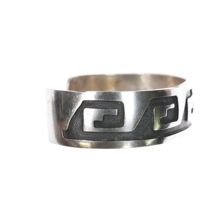 6.75" Navajo overlay geometric Sterling silver cuff bracelet - Estate Fresh Austin