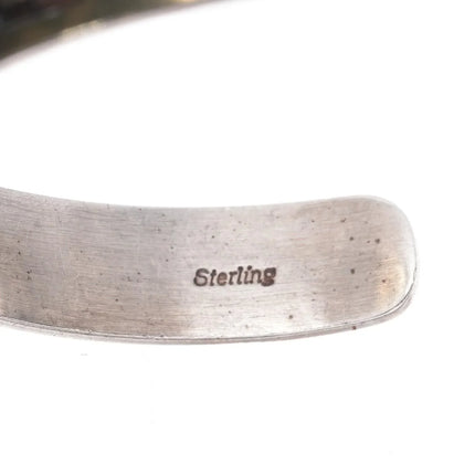 6.8" Hopi overlay geometric pattern cuff bracelet sterling silver - Estate Fresh Austin