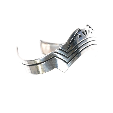 7" Spencer Navajo sterling Overlay style cuff bracelet - Estate Fresh Austin