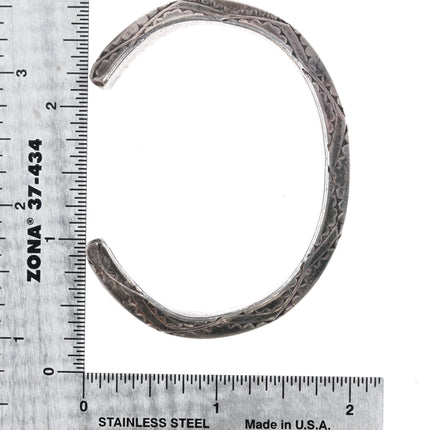 6" Older Navajo silver carinated heavily stamped cuff bracelet - Estate Fresh Austin