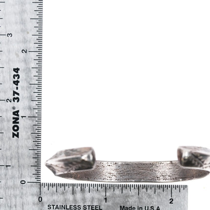 6" Older Navajo silver carinated heavily stamped cuff bracelet - Estate Fresh Austin