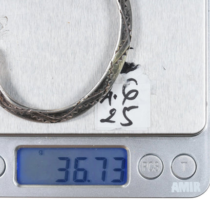 6" Older Navajo silver carinated heavily stamped cuff bracelet - Estate Fresh Austin