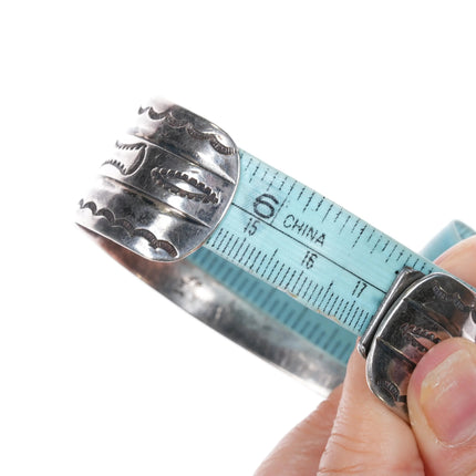 6.75" 30's Navajo Ingot silver nicely stamped cuff bracelet - Estate Fresh Austin