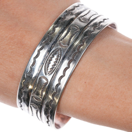 6.75" 30's Navajo Ingot silver nicely stamped cuff bracelet - Estate Fresh Austin