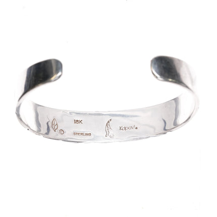 6.375" John Coochyumptewa Hopi 18k/ Sterling bear cuff bracelet overlay style - Estate Fresh Austin