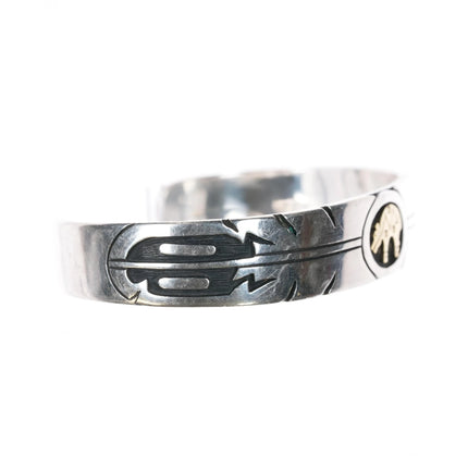 6.375" John Coochyumptewa Hopi 18k/ Sterling bear cuff bracelet overlay style - Estate Fresh Austin