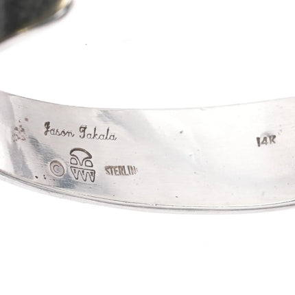 6.25" Jason Takala Hopi 14k/Sterling man in the maze cuff bracelet overlay style - Estate Fresh Austin