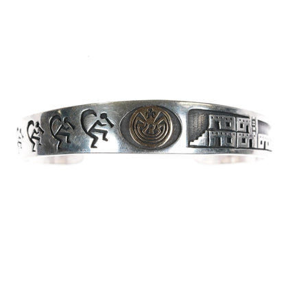 6.25" Jason Takala Hopi 14k/Sterling man in the maze cuff bracelet overlay style - Estate Fresh Austin