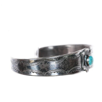 6.5" 30's-40's Navajo silver Fred Harvey thunderbird hand stamped cuff bracelet - Estate Fresh Austin