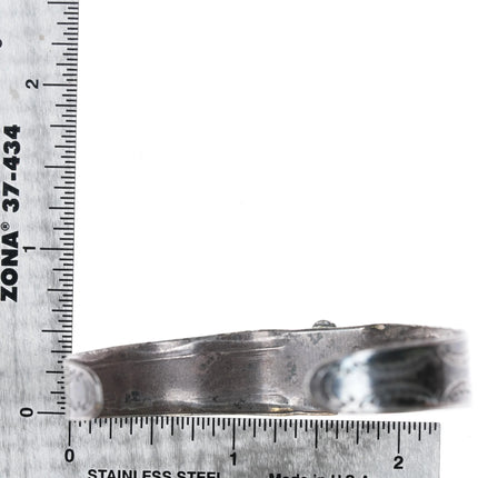 6.5" 30's-40's Navajo silver Fred Harvey thunderbird hand stamped cuff bracelet - Estate Fresh Austin