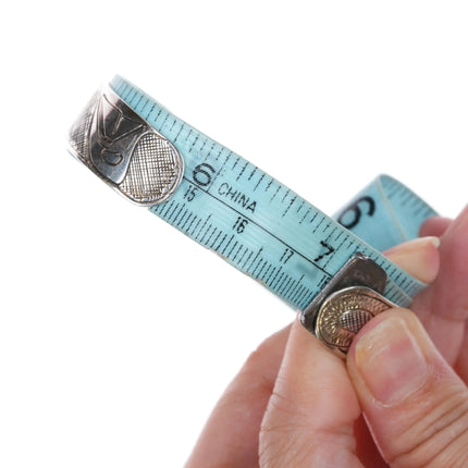 7" Very Nice Old Signed Tlingit silver hand carved cuff bracelet - Estate Fresh Austin