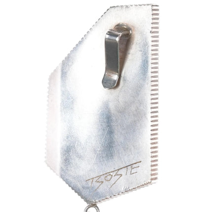 Boyd Tsosie Navajo silver smoky Bisbee turquoise modernist pendant - Estate Fresh Austin