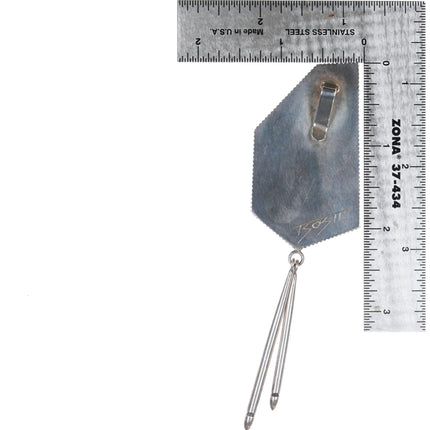 Boyd Tsosie Navajo silver smoky Bisbee turquoise modernist pendant - Estate Fresh Austin