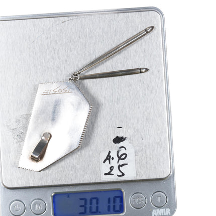 Boyd Tsosie Navajo silver smoky Bisbee turquoise modernist pendant - Estate Fresh Austin