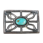 Large c1960's Navajo cast silver and turquoise belt buckle - Estate Fresh Austin
