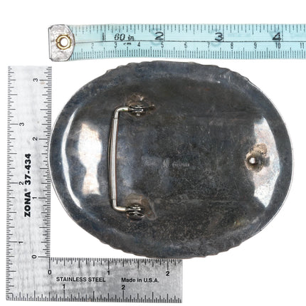 Large SJ Chimney Butte Navajo sterling turquoise cluster belt buckle - Estate Fresh Austin