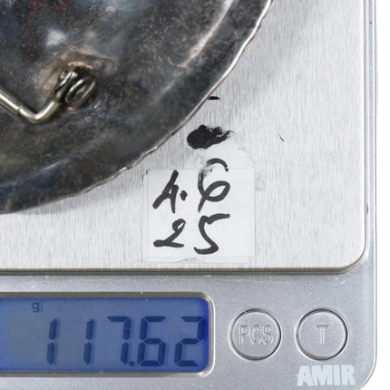 Large SJ Chimney Butte Navajo sterling turquoise cluster belt buckle - Estate Fresh Austin