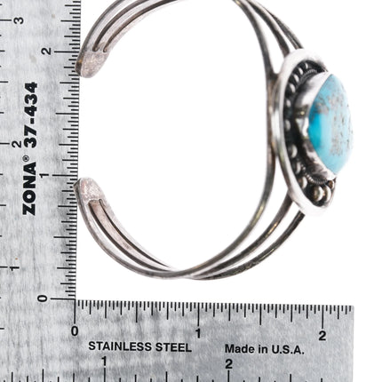 6.2" Freda Woodman Hansen BitNi dzeez baa Morenci turquoise cuff bracelet silver - Estate Fresh Austin