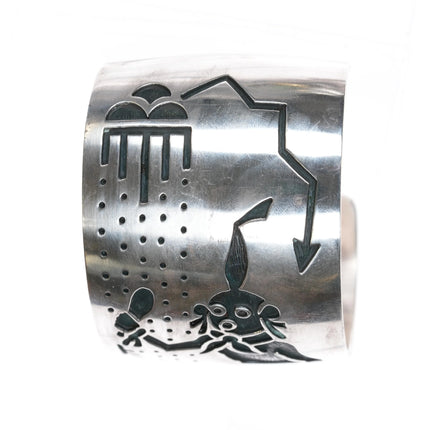 7.25" Manuel Hoyungowa. c:(1953-2011) Hopi overlay cuff bracelet Sterling silver - Estate Fresh Austin